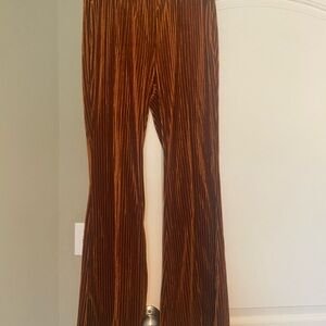 Brown Velvet Pleated Pants
